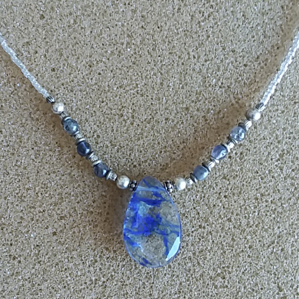 Blue teardrop necklace